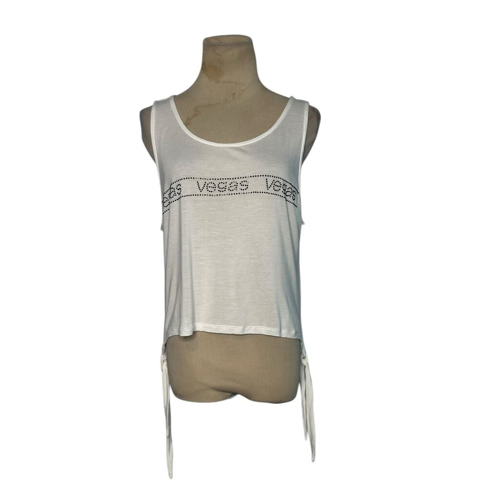 Ambiance Apparel white black studded tank top size Large